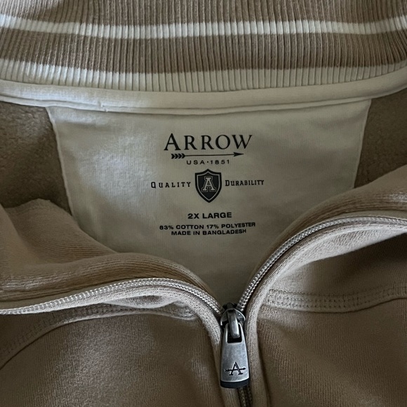 Men's Arrow Tan Quarter Zip Pullover, Size XXL - Picture 3 of 3